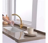 Gold/Brushed Nickel Kitchen Faucets 360 Degree Rotation with Water Mixer Dual Filter Crane Double Handle Tri Flow 3 Way Water Filter Tap Drinking Water,Golden LWX