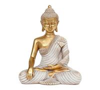Gold Buddha Statue 10.2'' - Large Indoor Buddha for Home Decor, Zen, Living Room & Meditation