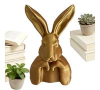Gold Bunny Figurine - 22cm/8.66 Inches Easter Bunny Decorations With Gold Finish | Spring Rabbit Desk Ornament | For Home Holiday Party Living Room Bedroom Shelf Dining Table Mantel Entryway Cabinet