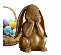 Gold Bunny Figurine - Easter Thinking Bunny Statue Decoration | Easter Golden Ornament | Spring Rabbit Home Accents | For Home Indoor Tabletop Shelf Mantel Dining Table Entryway Living Room Farmhouse