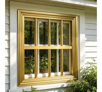 Gold Burglar Bars with Grid & Edge Trim Design, 24 28 39 43 47 in High Customizable Window Security Bars, Window Security Grilles for Kids(W50xH80cm/20x31in)