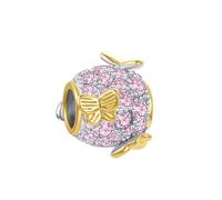 Gold Butterfly Cubic Zirconia Birthstone Beads Charm Compatible with Pandora Charms Bracelets
