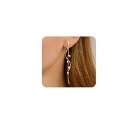 Gold Butterfly Metal Ball Long Dangle Earrings Dainty Crystal Leaves Tassels Round Dangling Earring Trendy Wedding Prom Daily Wear Party Jewelry, M, Metal, No Gemstone