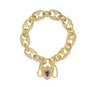 Gold Button Belcher Bracelet With Vintage Padlock, Bracelet with Luxury Finish and Detailing Premium Jewellery for Women and Teens (Length: 8 Inches, Weight: 46 Grams) - Bling King London
