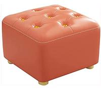 Gold Button Ottoman Footrest Small Leather Pouf Cube Stool for Sofa Blue & Orange 30x30x25cm & 30x30x30cm Modern Accent Furniture Stylish Home Decor
