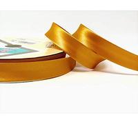 Gold Byetsa Satin Fold 18mm Bias Binding on a 3m length (N.B. this is a cut from a roll, presented on a Bertie's Bows ribbon card)