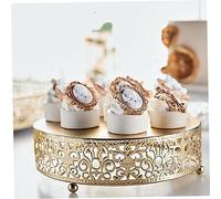 Gold Cake Stand, 7.9inch Round Floral Hollow Cupcake Stands, Golden Metal Dessert Display Holder, Cake Display Plates for Wedding Brithday Party Celebration