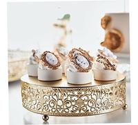 Gold Cake Stand, 9.8inch Round Floral Hollow Cupcake Stands, Golden Metal Dessert Display Holder, Cake Display Plates for Wedding Brithday Party Celebration
