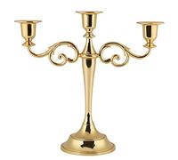 Gold Candelabra, 3 Arms Candle Holder, 2 Colors 3 Arms Metal Candle Holder European Style Candelabra Wedding Candlestick Home Decor for Weddings, Candlelight Dinners(Gold)
