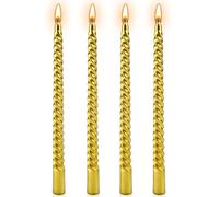 Gold Candles, 10'' Gold Taper Candles, Set of 4 Spiral Twisted Dinner Candles, Non-Drip 7 Hour Burn Time Unscented Decorative Candle Sticks for Valentine's Day Christmas Birthday Party Home Decor