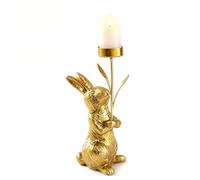 Gold Candlestick Holder, Gold Bunny Taper Candle Holder, Antique Gold Hare Candle Stick for Easter, Vintage Metal Brass Candlestick for Dinner Candles, Easter Decoration