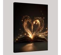Gold Canvas Wall Art 30 x 20 cm Books with a Love Theme Print Poster Kitchen Restaurant Dining Picture for Home Office Decoration