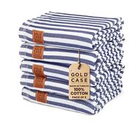 GOLD CASE HOME COLLECTION Myra Original Turkish Beach Towel Set of 5-100% Cotton - 71x40 inches XXL Oversized - Quick Dry Sand Free Turkish Towel - Durable Lightweight Bath Towels, Navy Blue