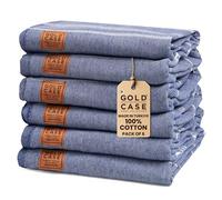 Gold CASE Turkish Beach Towel Set of 6 - 100% Cotton Large Turkish Bath Towels 70 x 38'' - LYCIA Oversized, Thin, Quick Dry & Sand Free Beach Towel - Lightweight Turkish Towels Set - Navy Blue