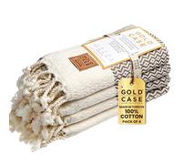Gold CASE Turkish Hand Towels for Bathroom Set of 4-20x40''-100% Cotton Bathroom Hand Towels - Zeus Towel for Spa, Face, Tea & Dishcloth - Decorative Cloth - Brown