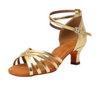 Gold Casual Summer Dance Shoes for Women Fashion Five-Piece Mid Heel Soft Sole Comfortable Latin Footwear