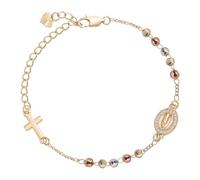 Gold Catholic Bracelet for Women-14k Gold Virgin Mary Rosary Bead Bracelets, Hypoallergenic Non Tarnish Trendy Jewelry, Dainty Religious Confirmation Baptism First Communion Godmother Gifts for Her