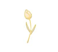 Gold Cat's Eyes Stone Tulip Flower Crystal Brooches Pins Fashion Beautiful Created Rhinestone Pearl Floral Brooch Good Idea for Party Dance Wedding Banquet for Elegant Women Girl, M, Crystal, crystal