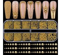 Gold Caviar Beads for Nails, Gold Nail Beads and Mini Ball Charms Kit