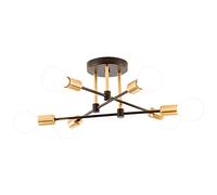Gold Ceiling Light, Black Chandelier Sputnik Ceiling Light, 6-Light Vintage Industrial Ceiling Lights Living Room, Chandeliers Ceiling Light for Living Room Bedroom Kitchen Office, E27