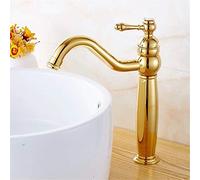Gold Ceramic Bathroom Faucet - Tall Brass Basin Sink Faucet with Single Handle & Ceramic Taps Luxurious Gold Finish Modern Design for Home & Kitchen.