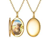 Gold Chain and Locket Necklace Plain Silver Yellow Gold Plated Photo Custom Pendant Necklaces for Wife