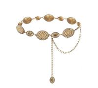 Gold Chain Belt, Elegant Alloy Chain Belt with Adjustable Length, Oval Pattern Stylish and Versatile, Gold Belt for Women Highlighting Waistline, Accessory for Dresses, Jeans and Daily Styling