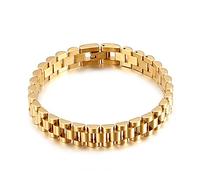 Gold Chain Bracelets for Women, Mens Bracelet 22cm Stainless Steel Width 10mm Watch Strap Business Bracelet
