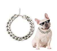 Gold Chain Dog Collar - Adjustable Jewelry Chains Walking Metal Training Choke Collars - Aluminum Alloy Pet Necklace For Daily Activities, Indoor Use & Outdoor Activities
