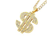 Gold Chain Dollar Sign Necklace Pendant Fake Gold Dollar Chain with Diamonds Adjustable Chain with US Dollar Symbol Necklace for Hip Hop Rapper GoldDigger Costume Fancy Dress Carnival Accessories
