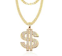 Gold Chain Dollar Sign Necklace Pendant,Fancy Dress,80s 90s Hip Hop Accessories,Plated With Rhinestones,Costumes US Personality Wild for Men Women Party Accessories,Chains,Shape Costume for Man