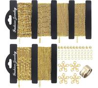 Gold Chain for Jewellery Making, DIY Spool 18K Gold Necklace Bracelet Making Chains with Jump Rings and Lobster Clasps, Women Bracelet Earring Craft DIY Supplies for Chain Making (18K Gold)