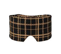 Gold Chain Plaid Black, Full Eye Covers Light Blocking Eye Mask Sleep Eye and Ear Muffs