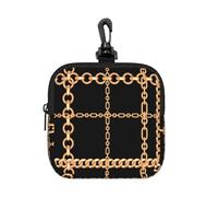 Gold Chain Plaid Black, Square Zipper Storage Bag, Neoprene Coin Purse, Small Wallets, Change Pouch, Change Purse