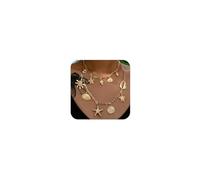 Gold Charm Necklace for Women 14K Gold Shell Starfish Paperclip Necklace Beach Cross Hexagram Pendant Necklace Stuff Summer Jewelry for Women, mid, Stainless Steel, No Gemstone