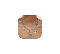 Gold Charm Necklace for Women Sea Turtle Seashell Starfish Necklace Summer Theme Beach Shell Paperclip Link Chain Necklace Surfer Ocean Animal Jewelry Gifts, Metal, No Gemstone
