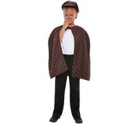 Smiffys Detective Kit, Brown with Cape, Hat & Magnifying Glass, Boys Fancy Dress, Child Dress Up Accessories