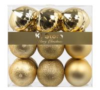 Gold Christmas Baubles 80mm Christmas Tree Decoration Ornaments 18pcs Shatterproof Balls for Xmas Hanging Decorations Festival Holiday Decor