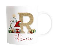 Gold Christmas Character Name Mug Novelty Gift Present Personalised Customised Gift for Her Gift for Him Son Daughter Girlfriend Boyfriend Husband Wife Friends Secret Santa