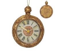 Gold Christmas Decorations, Novelty Christmas Bauble, Elegant Gold Pocket Watch Bauble, Fun Traditional Xmas Decor, Antique Style Mini Pocket Watch Hanging Xmas Tree Ornament