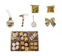Gold Christmas Ornament Set of 24 Pieces Including Balls, Candy Canes, Bows, Drums, and Boxes for Tree and Holiday Decoration (1)