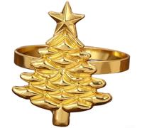 Gold Christmas Tree Napkin Rings 12 Pack Alloy Electroplated Table Decor
