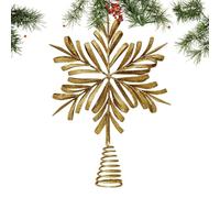 Gold Christmas Tree Topper, 3D Metal Snowflake Star Tree Topper, Glitter Snowflake Ornaments, Christmas Decorations For Outdoor Home Fall Store Living Room