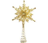 Gold Christmas Tree Topper Decoration - Star Snowflake Tree Topper, Electroplated Plastic, for Christmas Party Home Decor