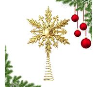 Gold Christmas Tree Topper - Star Snowflake Decor, Electroplated Plastic, for Christmas Party Home Decor