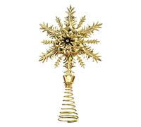 Gold Christmas Tree Topper - Star Snowflake Decor, Electroplated Plastic, for Christmas Party Home Decor