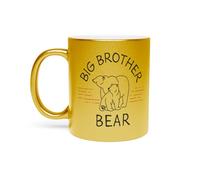 Gold Chrome Ceramic Mug - Big Brother Bear Family Cute Animal - 325 ml