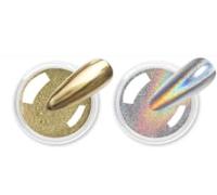 Gold Chrome Nail Powder BISHENGYF: Metallic Mirror Effect Holographic Nail Chrome Powders Silver Aurora Chrome Powders for Nails Glitter Powder, Nails Pigment Powder for Gel Nail Art DIY Deco 2PCS Set