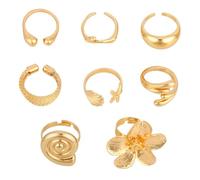 Gold Chunky Beachy Rings for Women, Non Tarnish Adjustable Flower Shell Rings Statement Bohemian Stackable Jewelry for Beach Accessories Summer Vacation Party