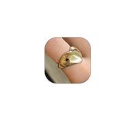 Gold Chunky Heart Signet Ring for Women Vintage Thick Adjustable Love Knuckle Statement Ring Exquisite Unique Heart Open Ring Valentine's Day Jewelry, Metal, No Gemstone